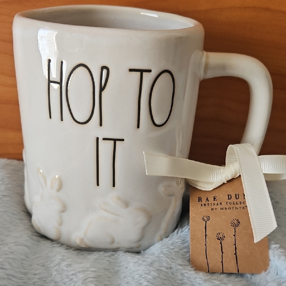 Rae Dunn White 'Hop To It' Mug